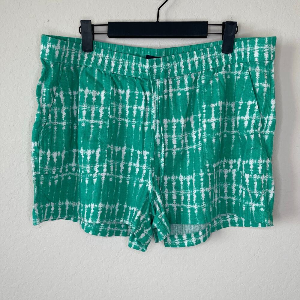 J.Crew Green White Tie Dye Linen Shorts - Size L